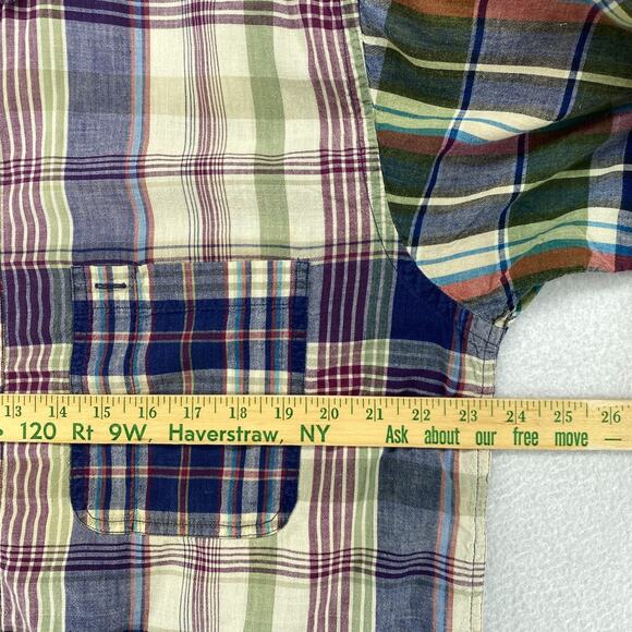GANT Shirt Men L SALTY DOG Indian Madras Plaid Half Sleeve Button Up Cotton Blue - Picture 8 of 11